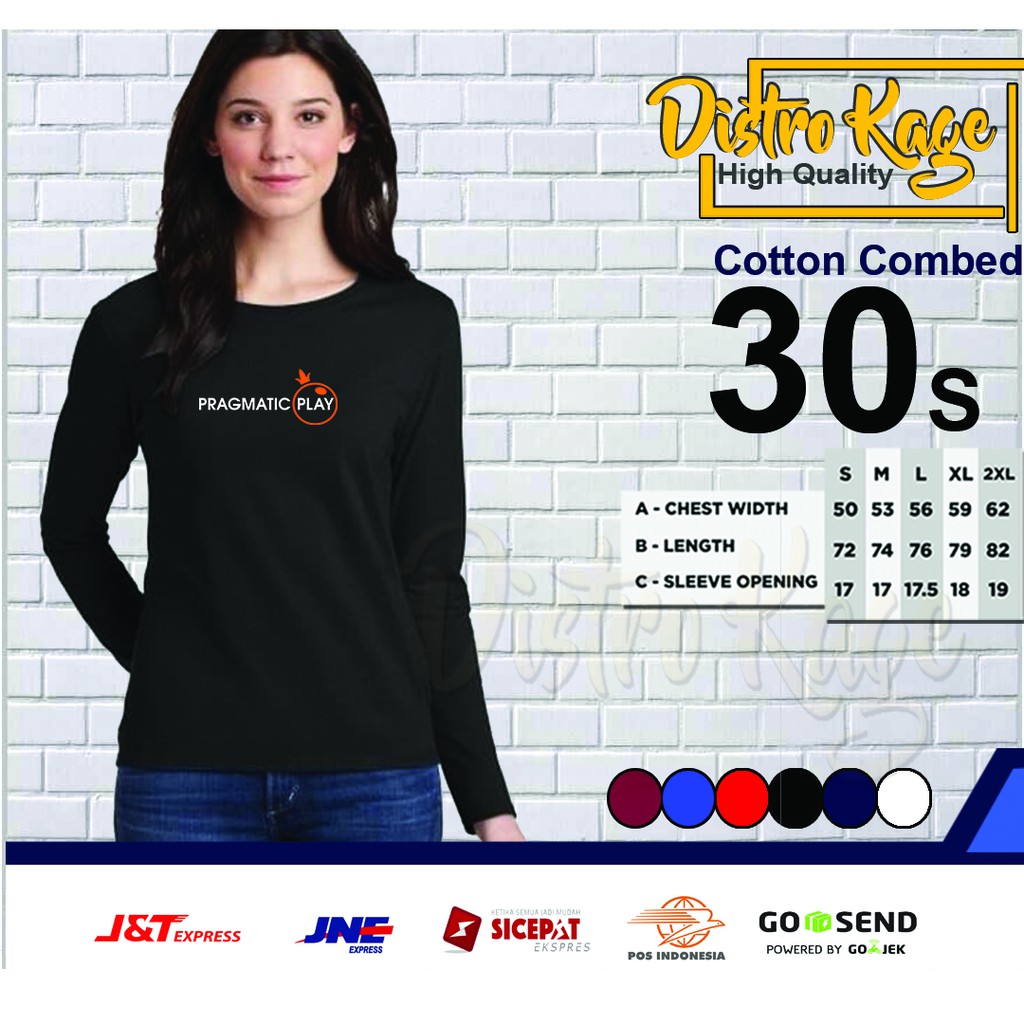 Baju Kaos Wanita  Game Slot Pragmatic Play Cotton Combad 30S DIstro Unisex Lengan Panjang Costume