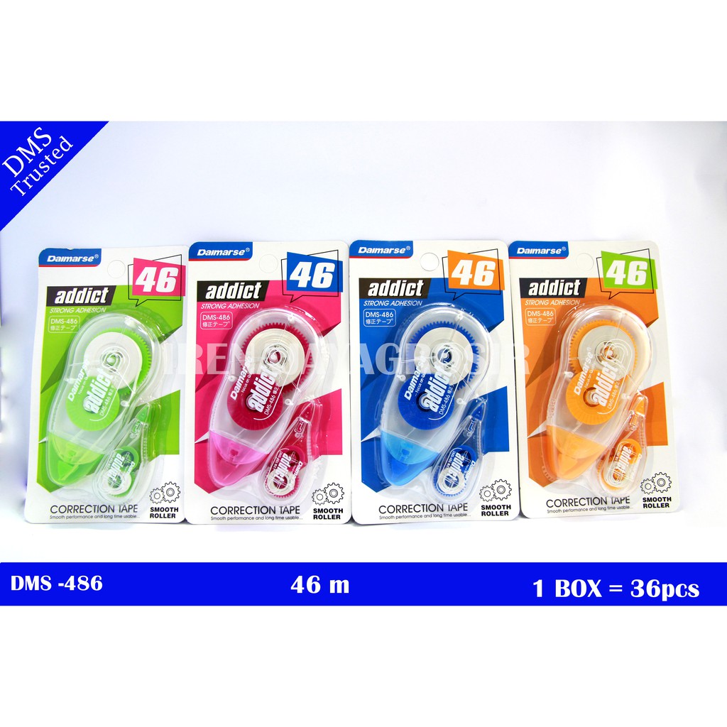 

Correction tape / tip x roll panjang 46 meter / tipe x pita transparan / Daimarse dms-486 addict
