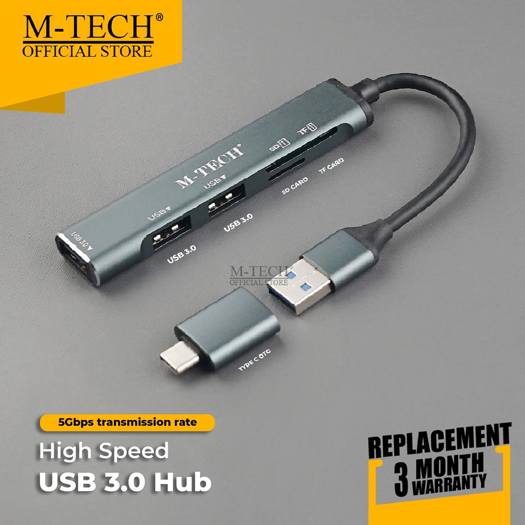 USB Hub Converter Type C to USB 3.0 Multiport for Macbook Laptop 5in1 M-Tech Original