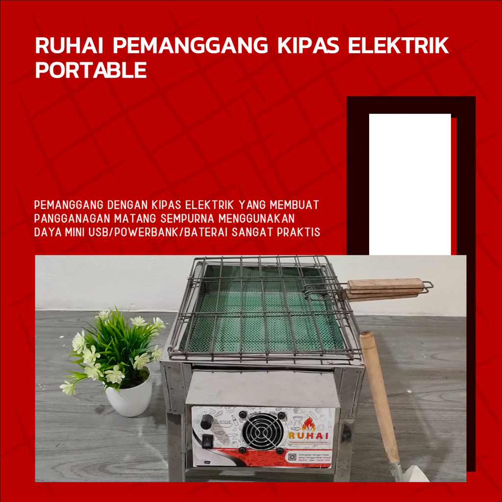 Ruhai panggangan kipas otomatis baterai listrik usb powerbank