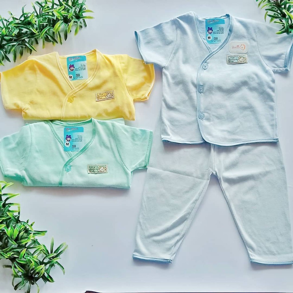 Little Boboho Setelan Baju Bayi Kancing Depan Pendek Celana Panjang