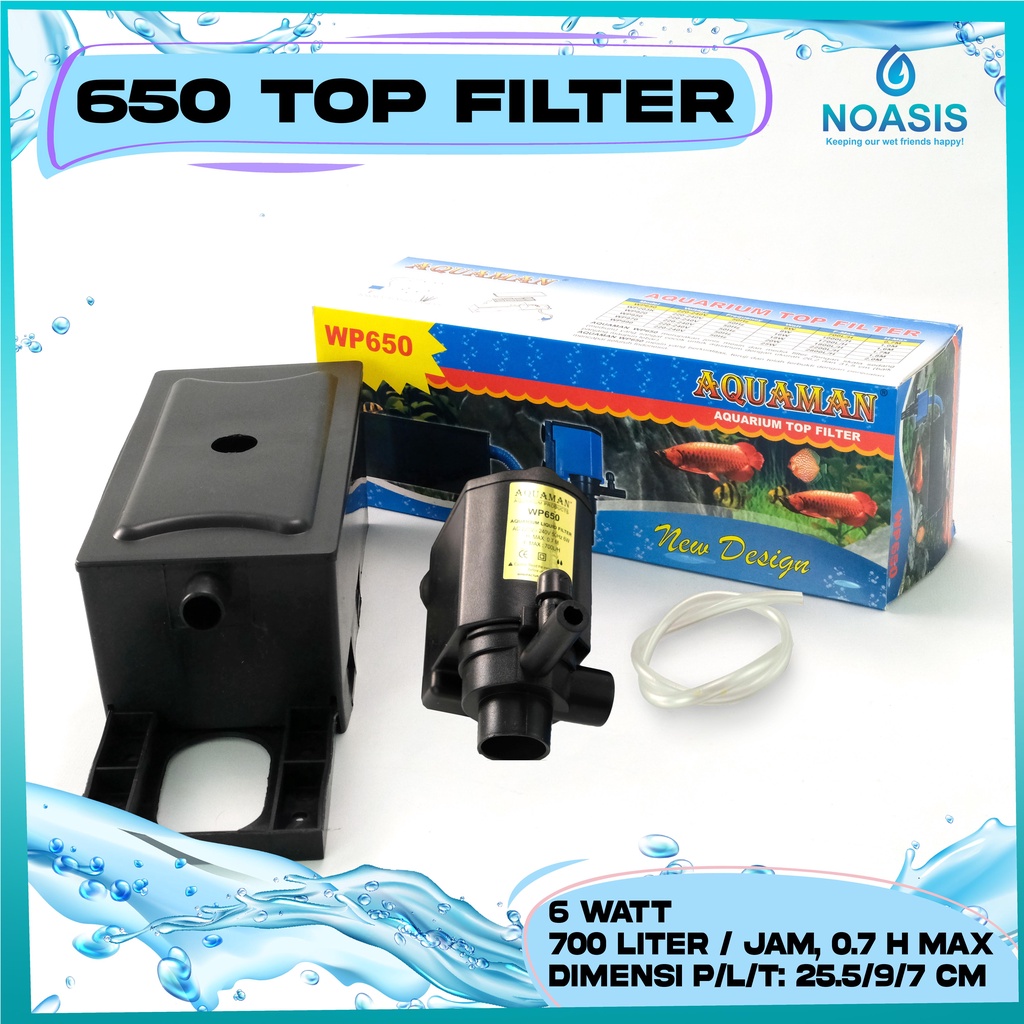 TOP FILTER BOX AQUARIUM AQUAMAN WP 650 WP-650 AQUASCAPE AKUARIUM LOW WATT / WAT RENDAH