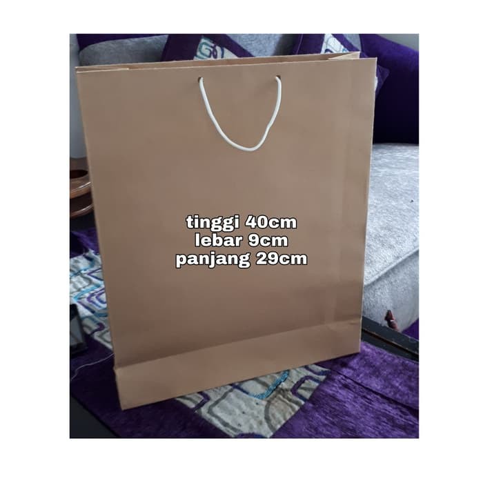 

JUAL MURAH PAPER BAG KARTON COKLAT POLOS TINGGI 40CM ISI 12PCS