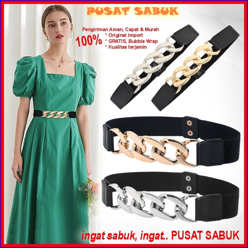 Belt Gesper Obi Karet Lebar Sabuk Wanita Ikat Pinggang Elastis Korset Fashion Cewek Korea Oby Impor Besar Gasper Corset Jumbo Women Big Kekinian Hitam Coklat Kulit Baru Dewasa Melar Cantik Cm