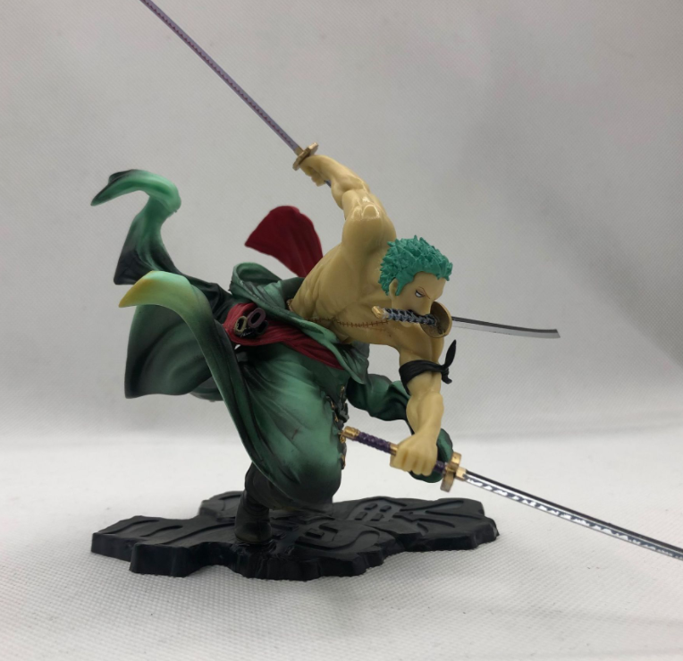 Mainan Action Figure Anime One Piece Roronoa Zoro Tigaknife Fighting Skill Zoro Bahan Pvc Ukuran 11cm-4