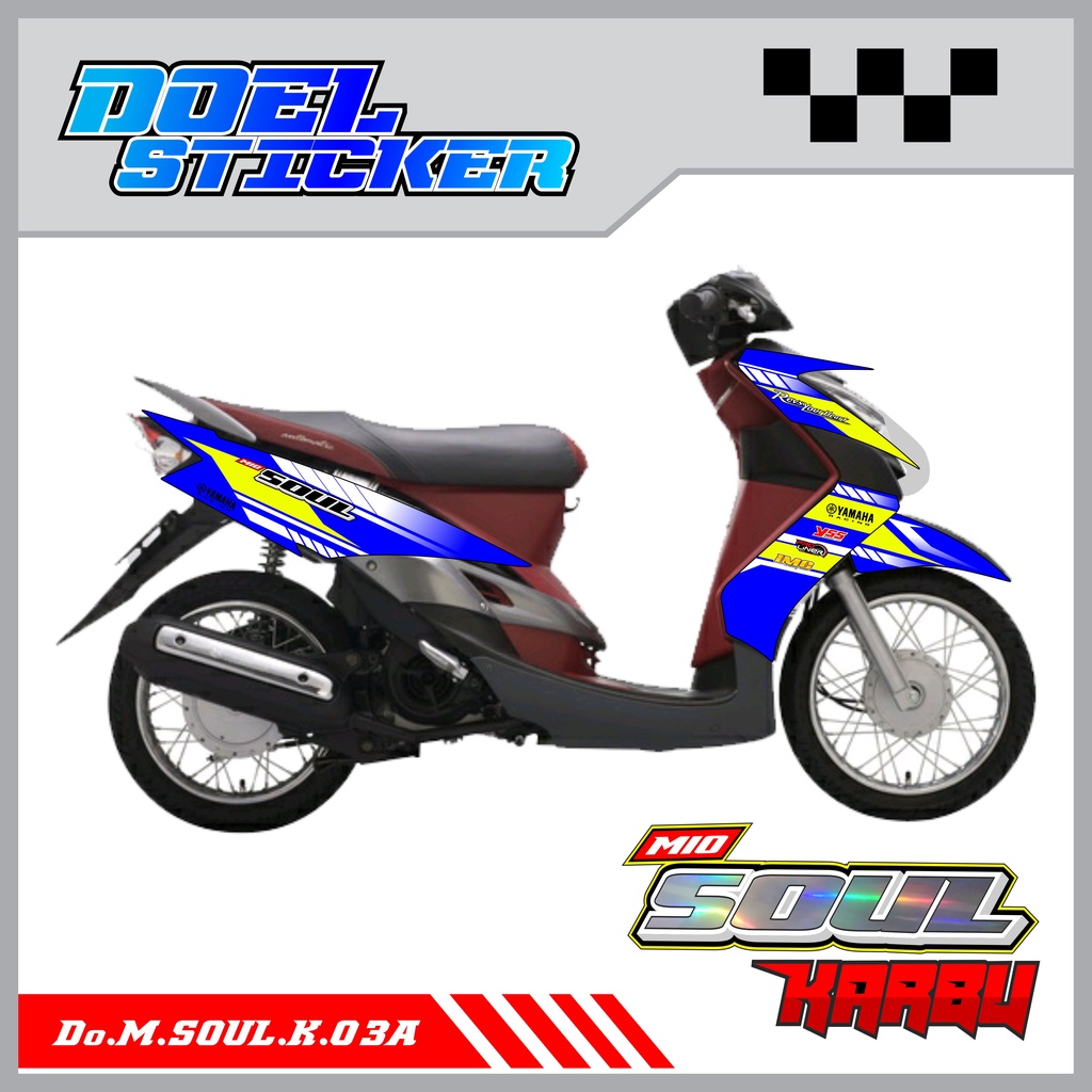 STICKER STRIPING MIO SOUL KARBU - STICKER STRIPING LIST VARIASI HOLOGRAM , CROME YAMAHA MIO SOUL KARBU DOEL 03A