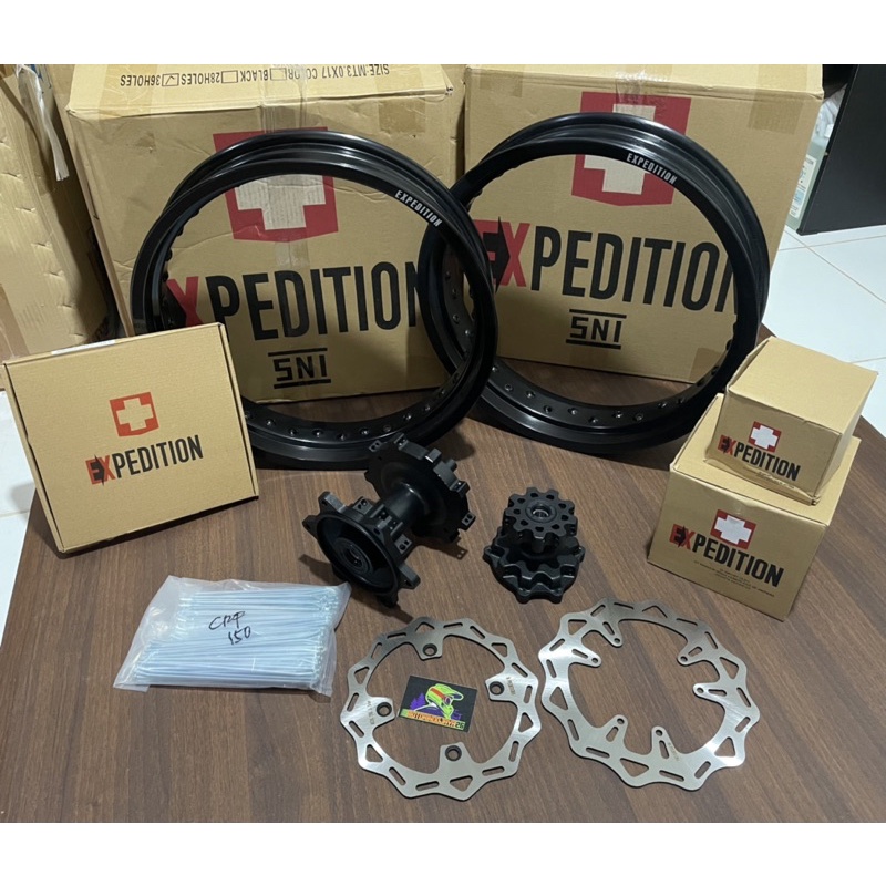 paket velg supermoto expedition CRF 150L velg set tromol jari jari piringan cakram CRF 150L Expe