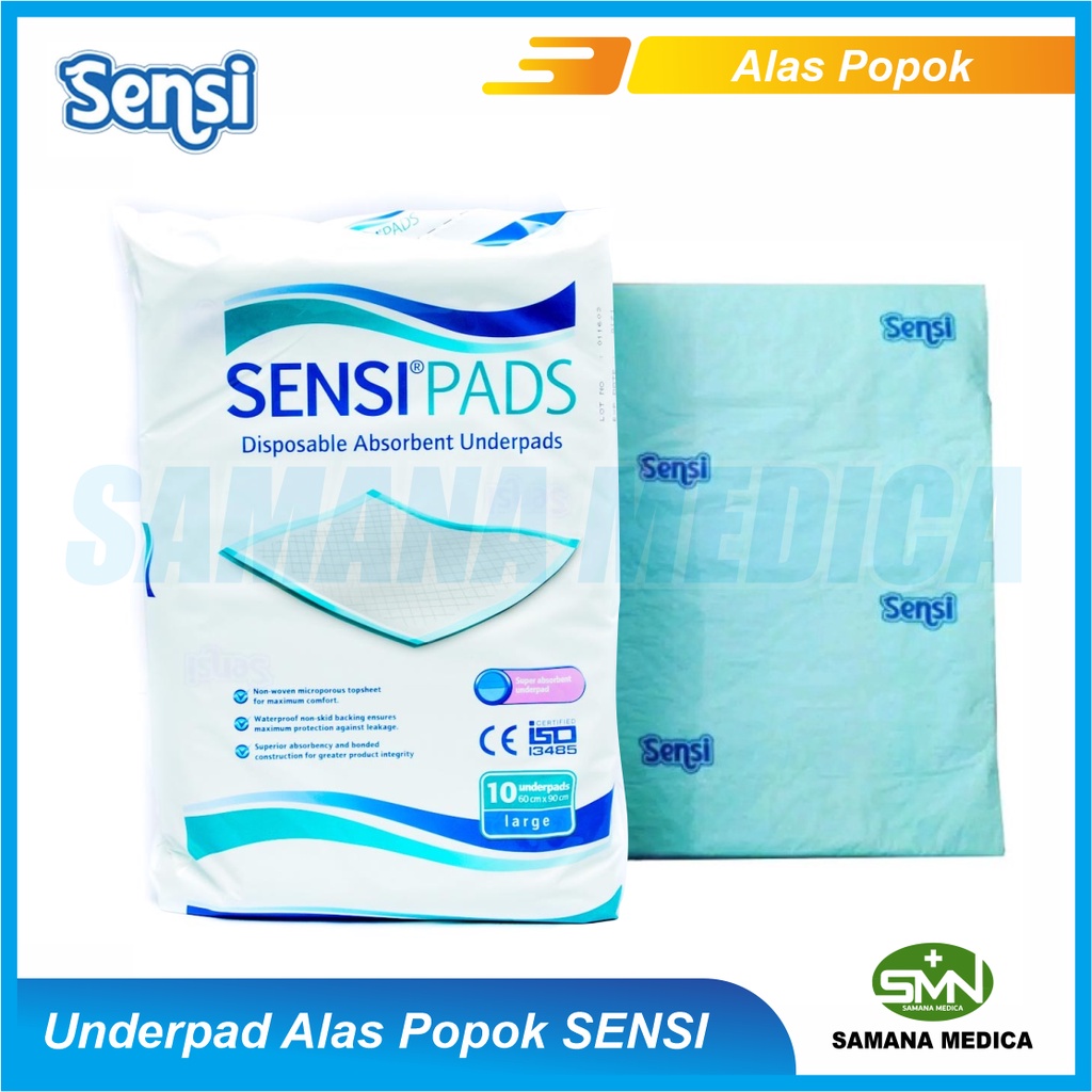 Underpad Sensi Sensipad L 60x90 Alas Perlak dengan gel pengering SAP Kualitas Super 1 bag isi 10