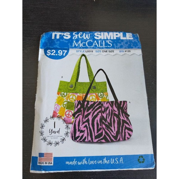 Pola Jahit Tas McCall's L9519