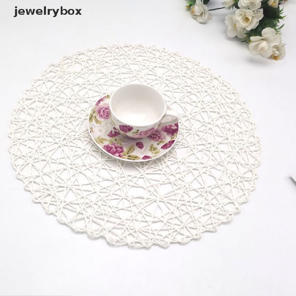 (jewelrybox) Alas Piring Bentuk Bulat Bahan Woven Untuk Meja Makan