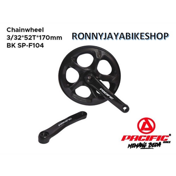 Crank sepeda single speed pacific 52T Hitam