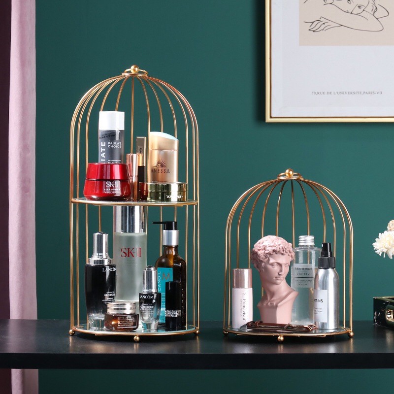 Birdcage Mirror Gold  Tray Tempat Penyimpanan Organizer 