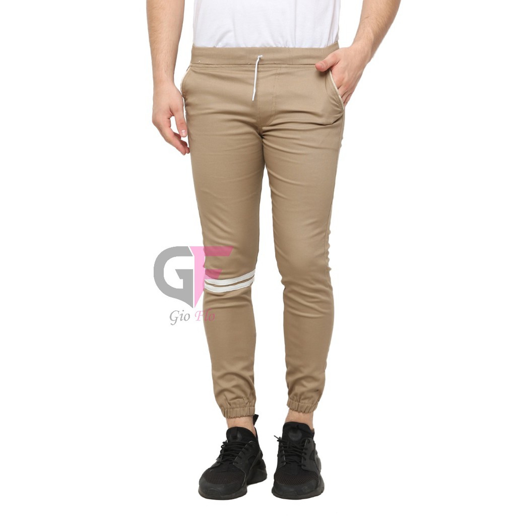 GIOFLO Jogger Pants Terbaru Celana Panjang Casual Cowok Coklat / CLN 961