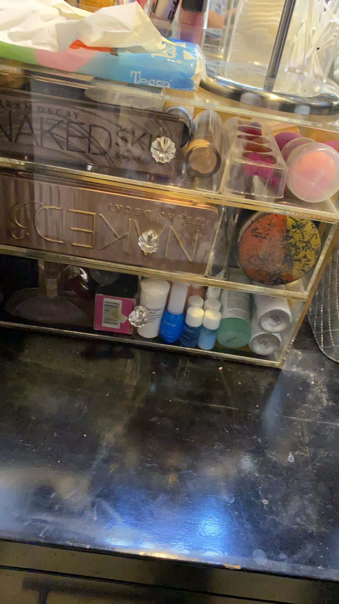 Tempat Makeup Acrylic 3 Drawer King Size Handle Crystal Knob Handmade