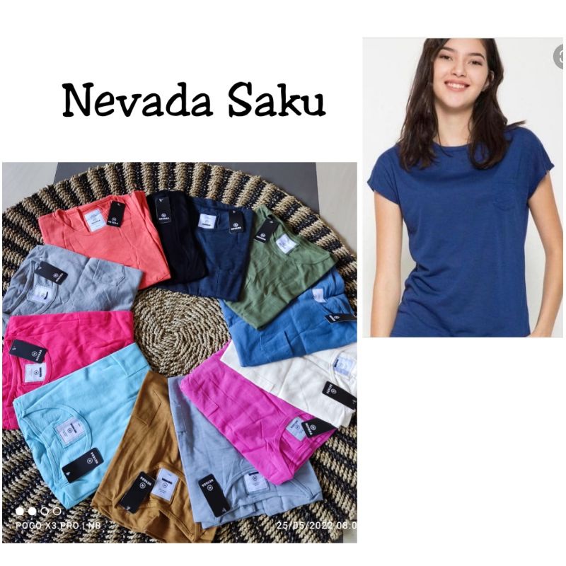 ✅COD ✅Matahari kaos oblong wanita nevada saku polos