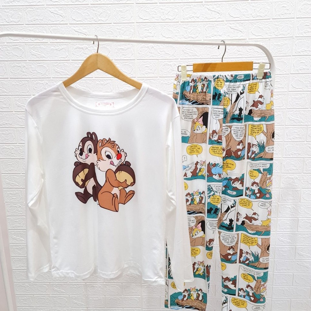 3524 kaos pajamas long sandy one set import big baju tidur