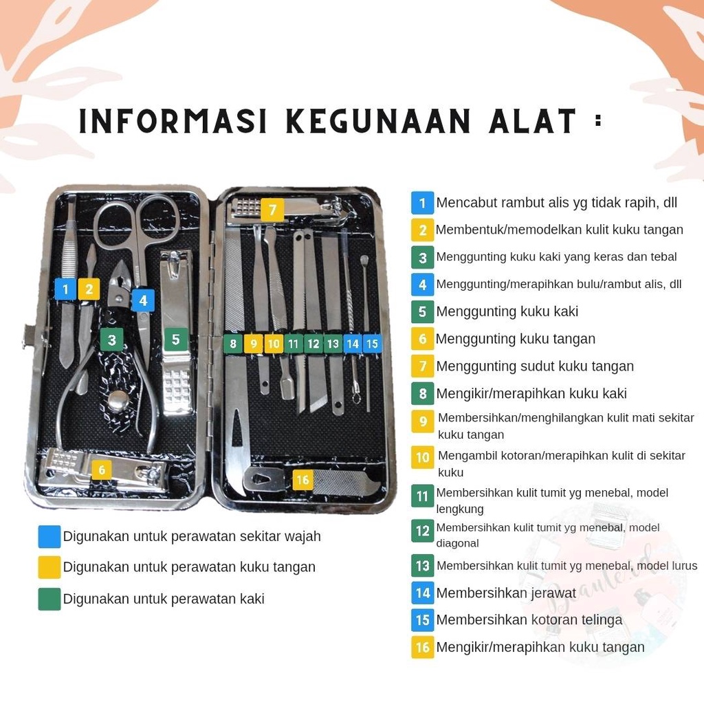 Set Perawatan Kuku Nail Art Clippers Manicure Pedicure Salon Korek Pembersih Telinga / Gunting Kuku Set Premium Quality