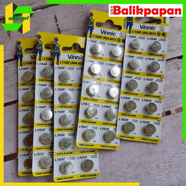 Vinnic AG13 L1154F LR44 A76 Baterai Kancing, Jam, Kalkulator dll