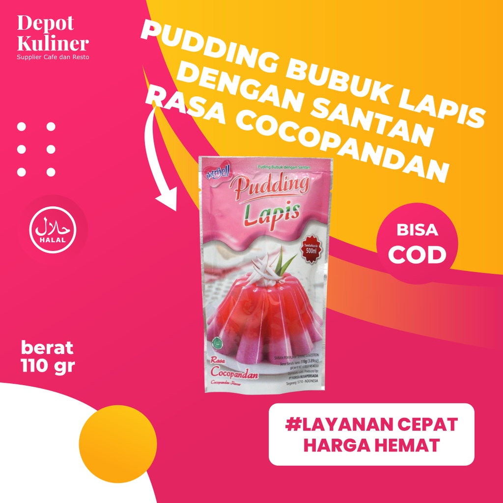 Nutrijell Pudding Lapis Rasa Cocopandan 110gr Cocopandan Flavour