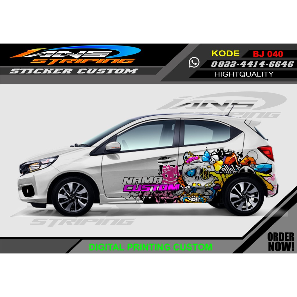 DECAL STIKER MOBIL BRIO/ VARIASI STIKER MOBIL KARTON HELLO KITTY ZOMBIE