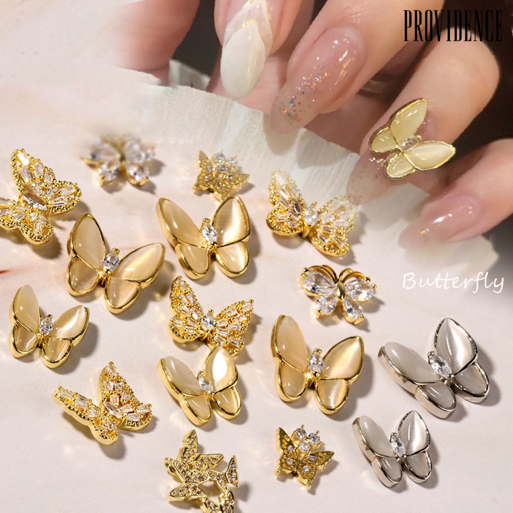 Providence Hiasan Kuku Kupu-Kupu 3D Bahan Metal Anti Oksidasi / Pudar Untuk Nail Art / Manicure DIY Butterfly