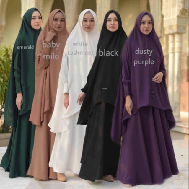 Hawwa Set Series Gamis Hijab Syari by AyukaWinda Ayuka Winda Mimimuts