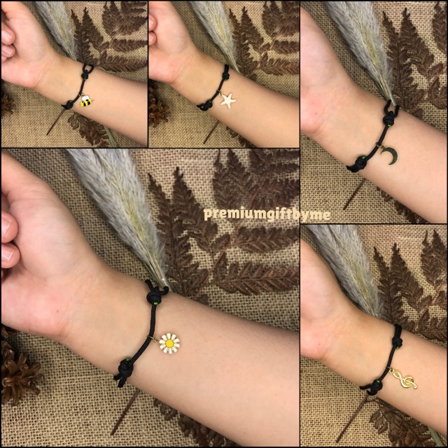 [Part1] GELANG CHARM LUCU Premium Gift Lebah Bintang Bunga Musik Nada Bulan Unik Kekinian Simple Couple Aestetik Murah Bagus Tangan Tali Simpel Viral Kado Serut Modis