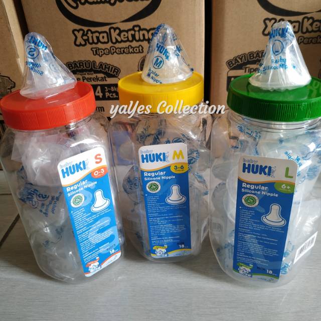 Huki dot botol size S - M - L nipple silicone sillicone toples refill refil baby bottol susu reguler