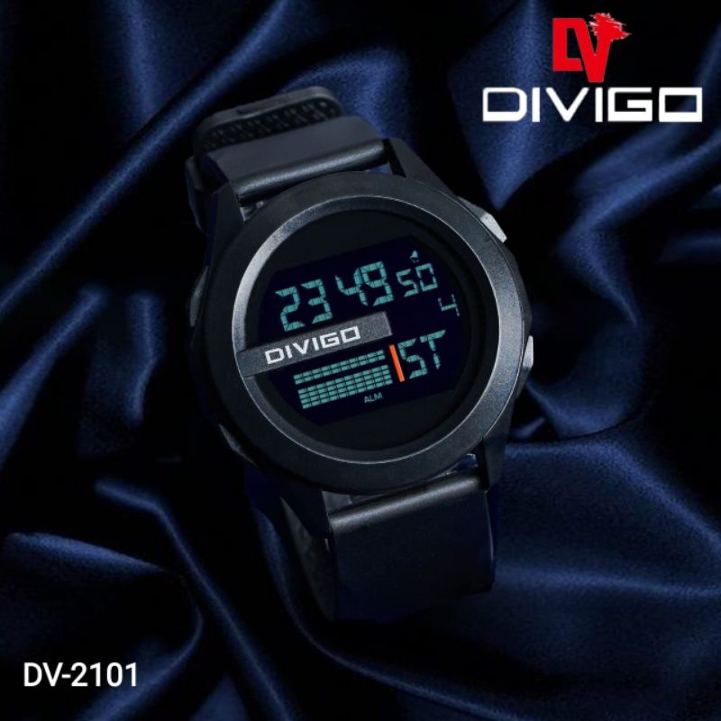 (Terima Cod)Jam Tangan Pria Divigo Karet Digital Anti Air/Water Resist Strap Rubber /Karet(Dikirin Jakarta)