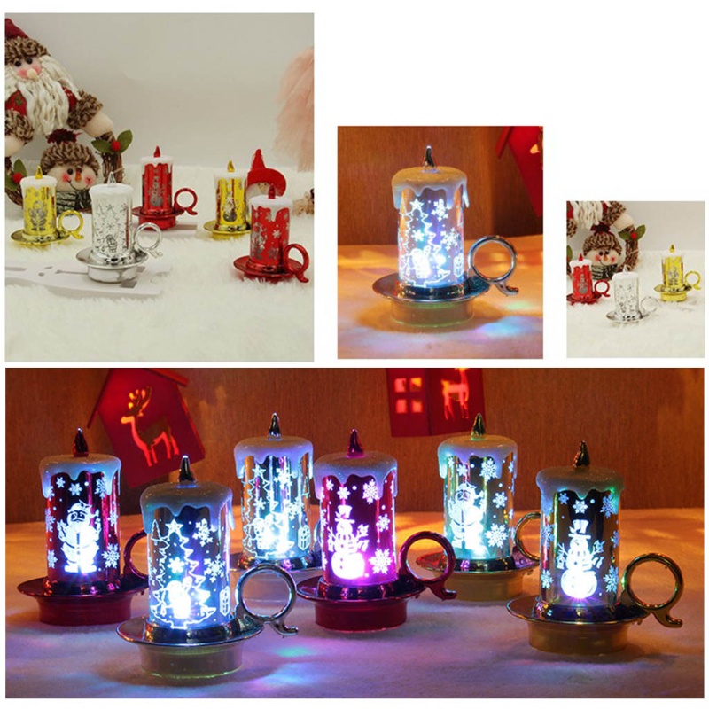 12 Pcs Lampu Malam LED Bentuk Santa Snowman Untuk Dekorasi Natal