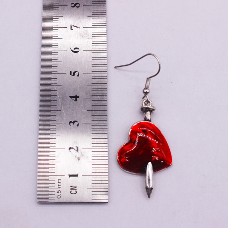 SIY  Goth Dark Sword Drop Earrings Wounded Heart Red Oil Drip Halloween Party Earrings for Women Fashion Jewelry Gifts