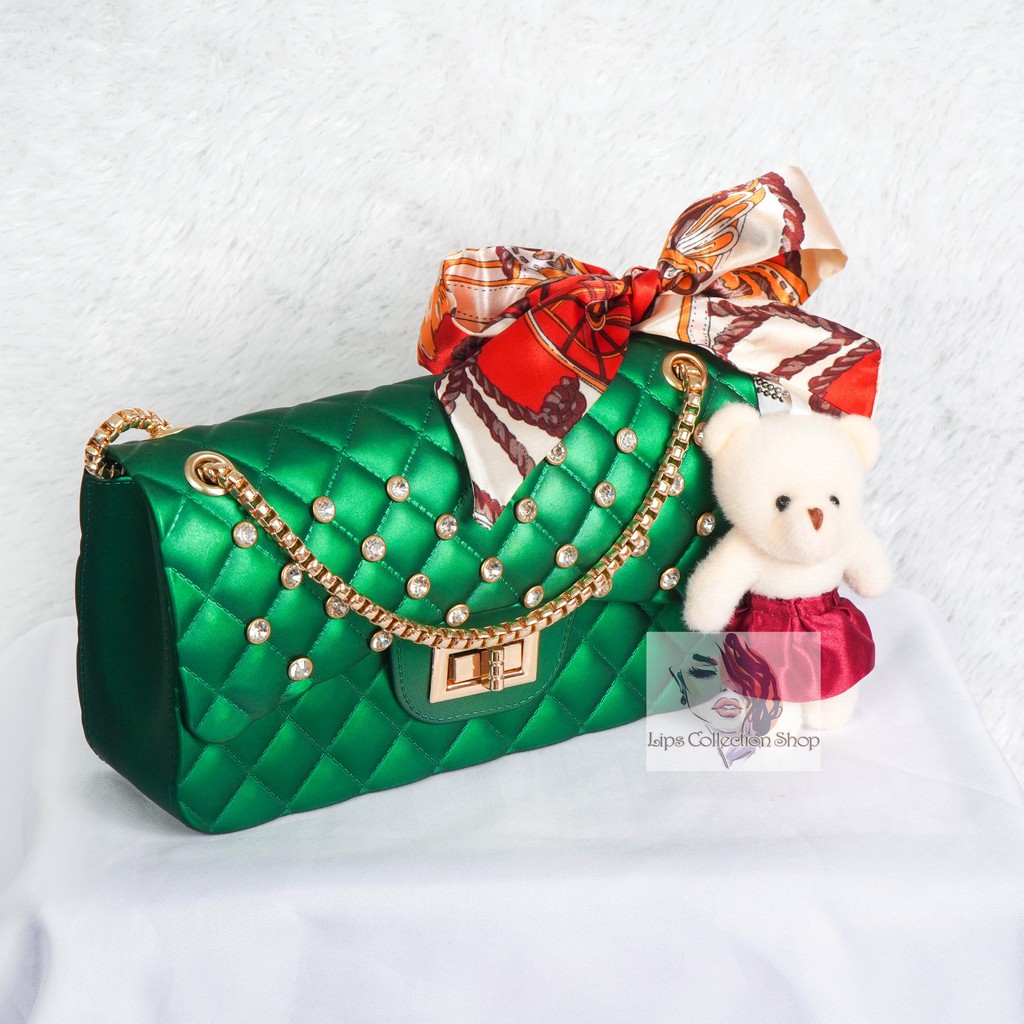 Tas Jelly Matte Kotak Classic Diamond Size 22 Cm (Gratis Boneka &amp; Syal)