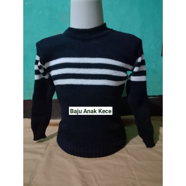 1 2 3 Tahun Sweater Anak Unisex  Salur 3 Baju Atasan Rajut Anak