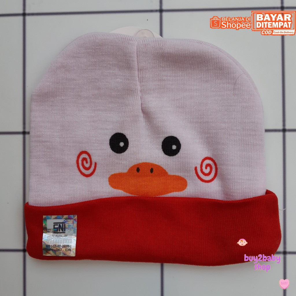 Topi kupluk bayi NIA bahan katun Duck Series 0-3 Bulan isi 1 PCS