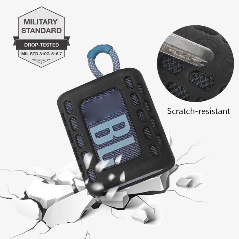 Case Pelindung Bahan Silikon Dengan Carabiner Untuk Speaker Bluetooth Jbl Go 3