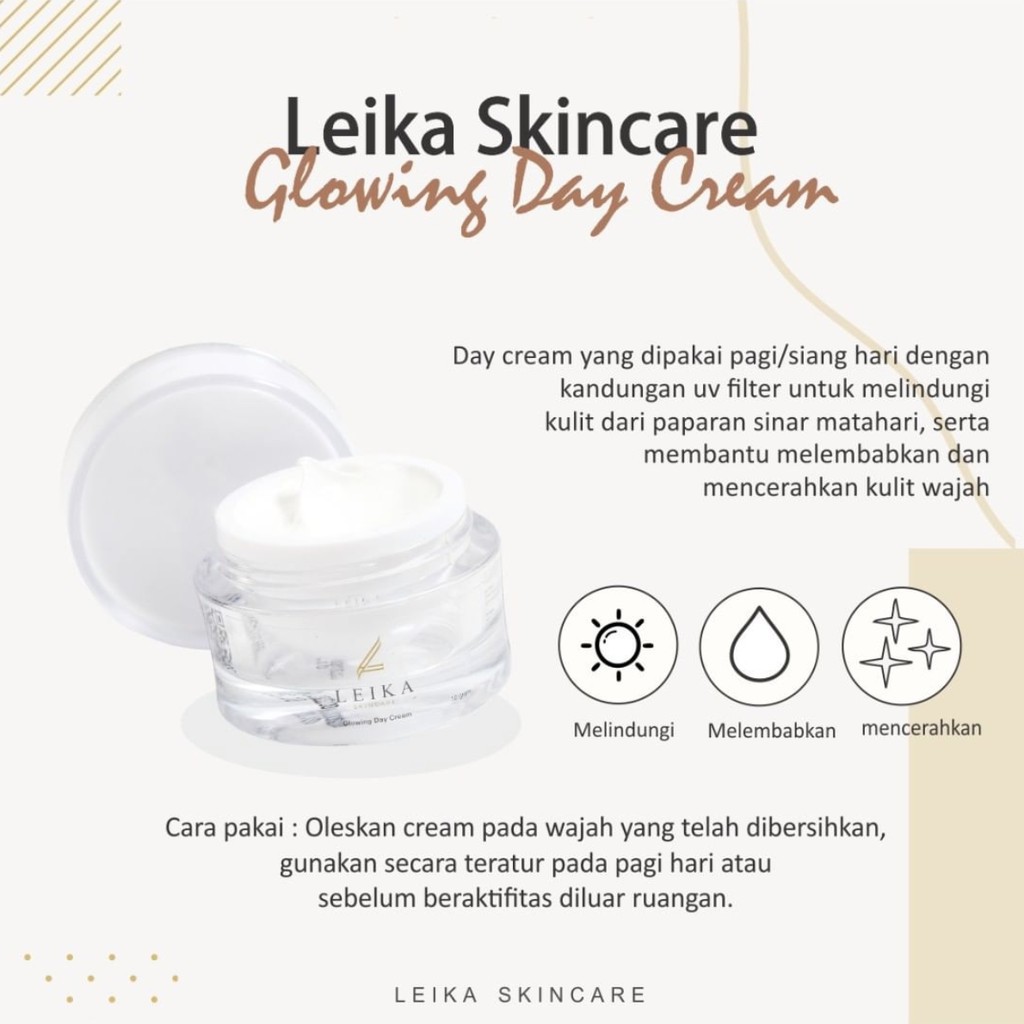 Glowing Day Cream Leika Skincare Aman 100% Resmi BPOM | Leika Skin Care Krim Siang