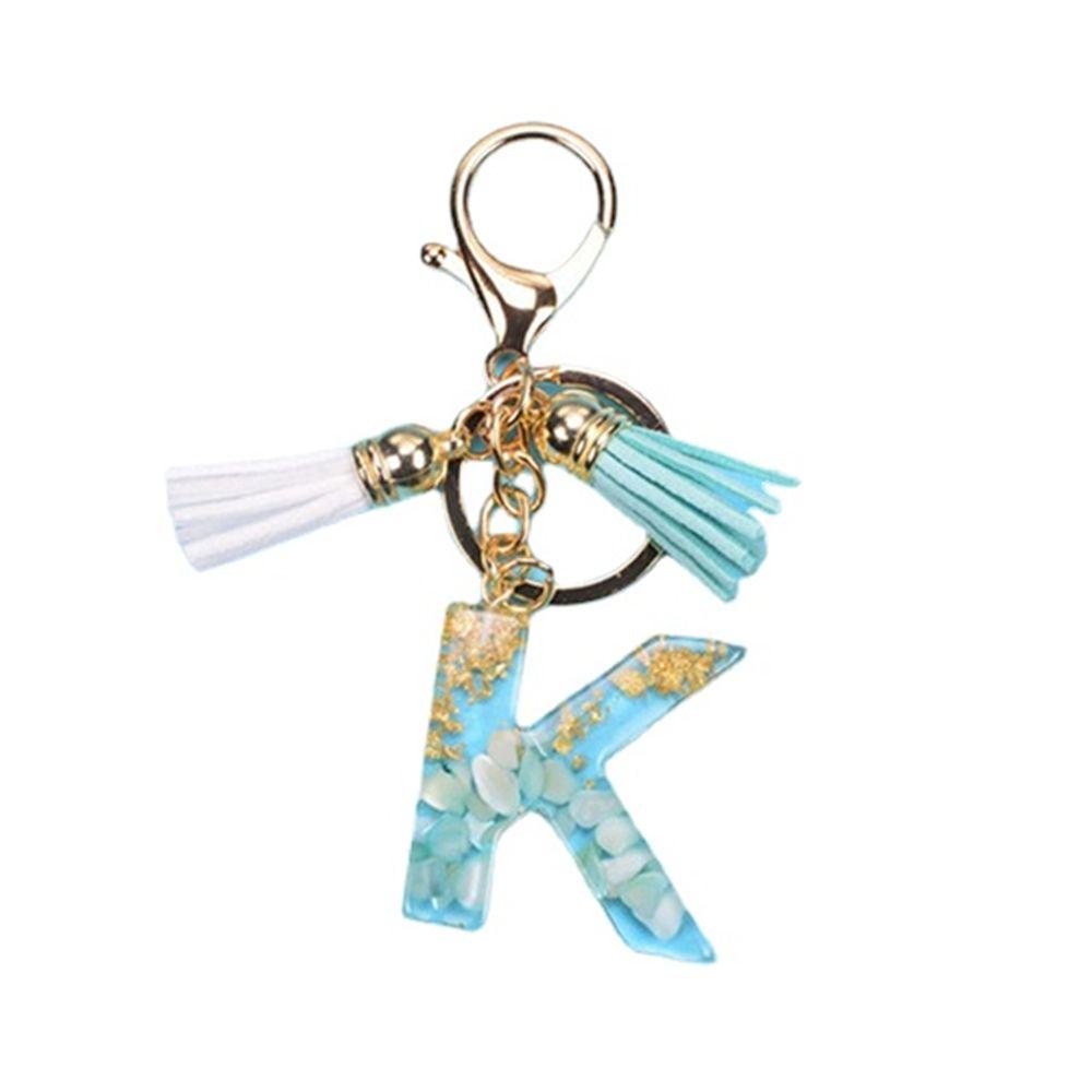 NEEDWAY 26huruf Gantungan Kunci Lucu Resin Indah Inisial Huruf Ornamen Gantungan Kunci Mobil Foil Emas Kristal Alfabet Key Chain