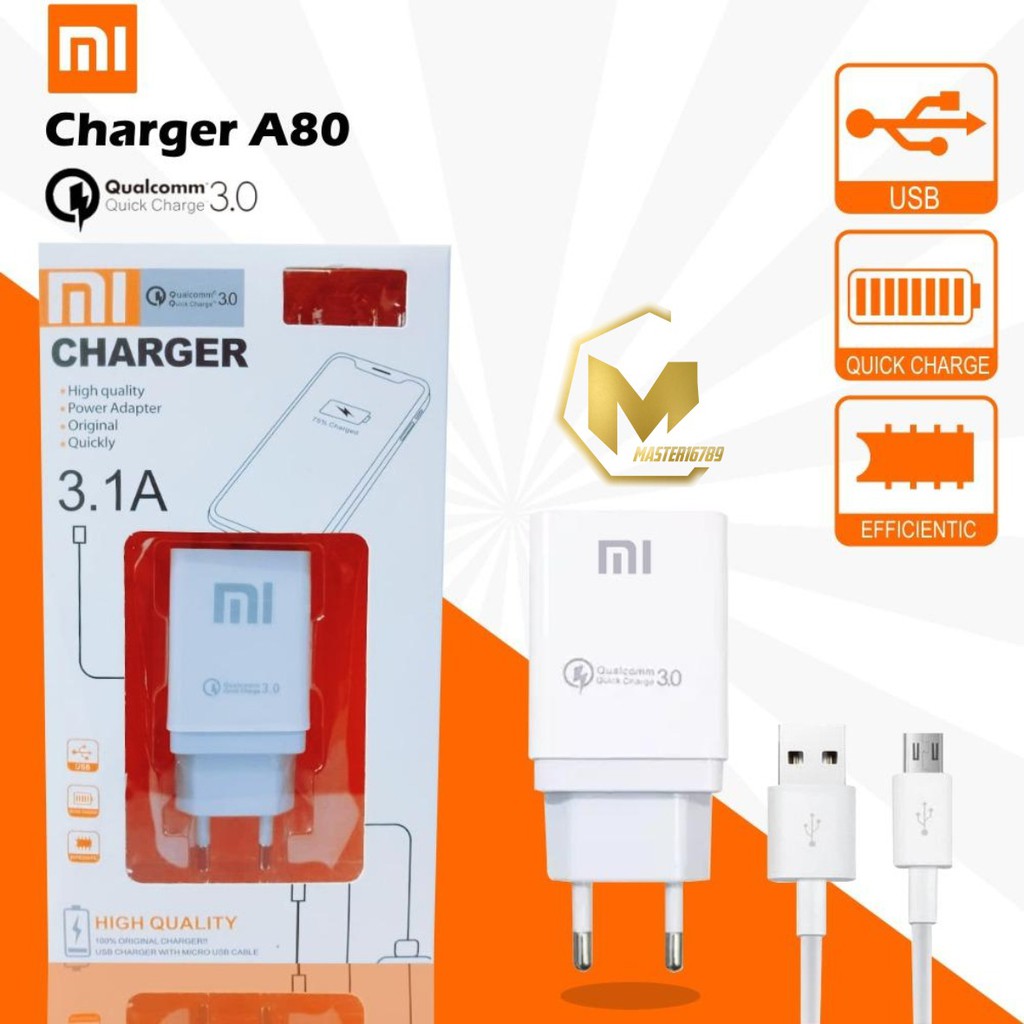 A80 Cashan Cashan XIAOMI 3Amper QUALCOM micro fast Charging Anti meledak REDMI 3 4X 5A 6A 7A MA1094