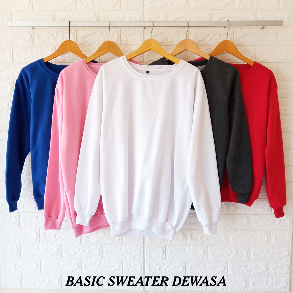 Basic Sweater Jaket DEWASA Fleece Lengan Panjang Unisex Laki Perempuan
