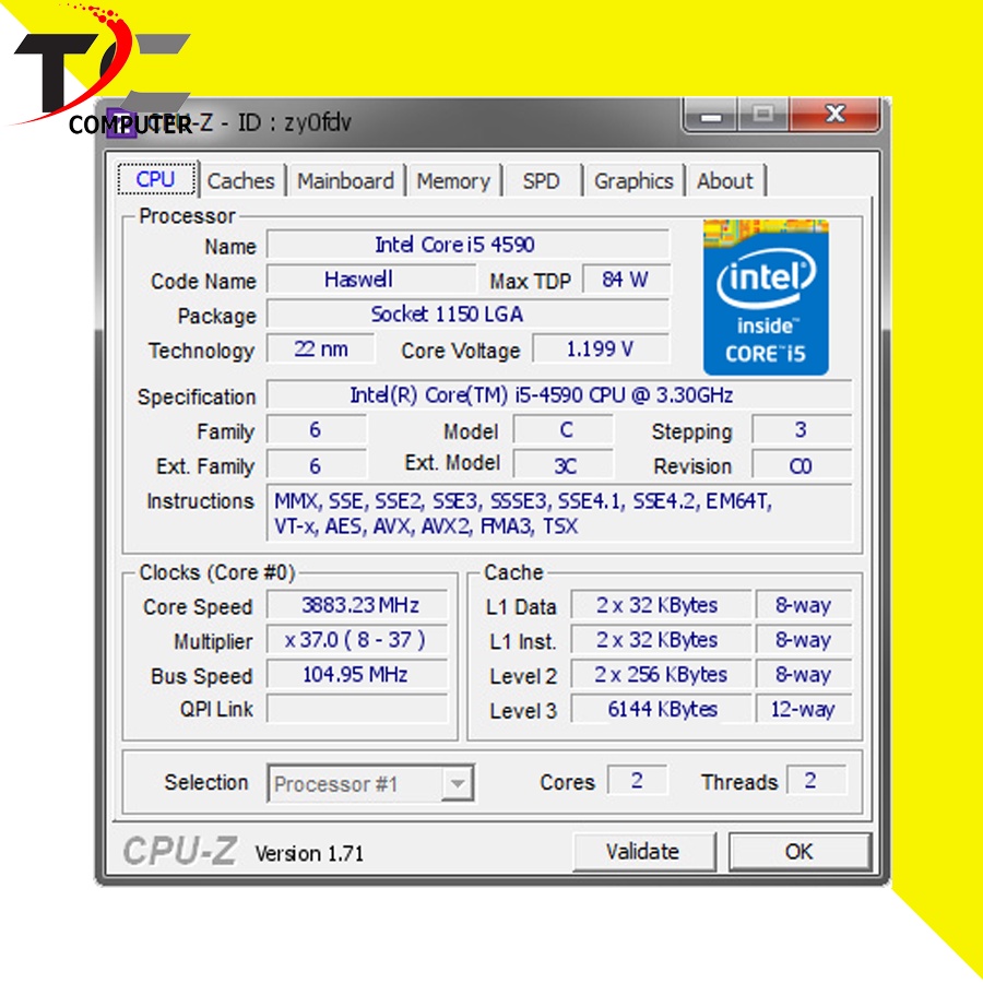 Processor Intel Core 1150 i5 4590 + FAN INTEL