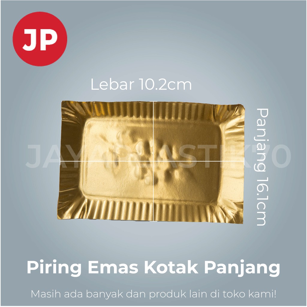 Piring Emas Kotak Panjang 10pcs/pak Piring Kertas/Makanan/Ultah/Kue/Snack