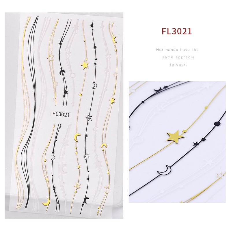 STIKER KUKU 3D GOLD/ Sticker Nail Art GOLD 3D/ Sticker Kuku Nail Art Gold/ Sticker Gold Nail Art / Hiasan Kuku Sticker Nail Art Gold 3D