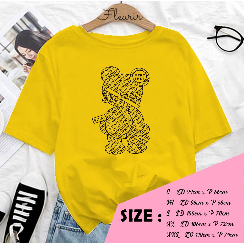 FLEURIR - COD KAOS BEAR LINE WANITA PRIA REMAJA DEWASA UNISEX TSHIRT JUMBO