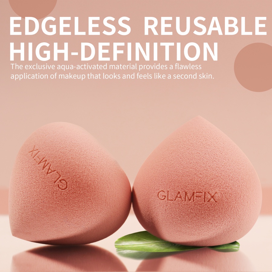 GLAMFIX Blossom Beauty Sponge Peachy _ Beauty Blender Spons Foundation | GLAM FIX Alat Kecantikan Makeup by YOU