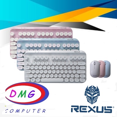 Rexus Keyboard Mouse Wireless KM9 Combo - Mint - Pink - White
