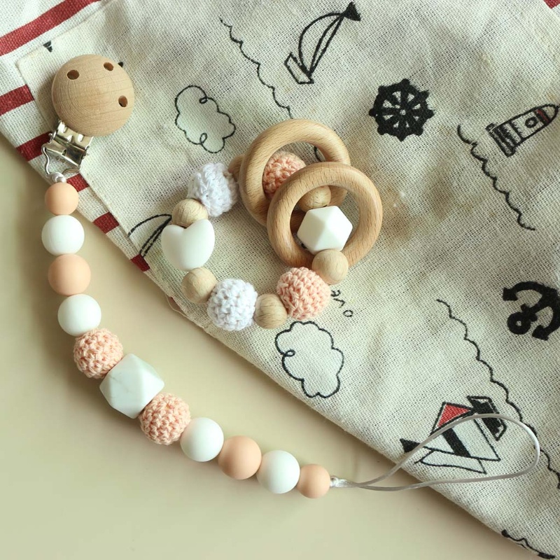 Mary Klip Tali Empeng / Dot Aksen Boneka Rajut + Rattle Untuk Bayi