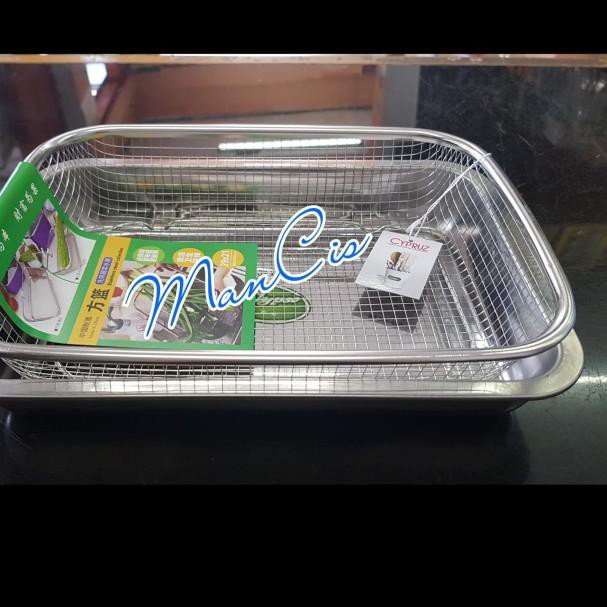 ► Saringan segi dan nampan stainles / saringan gorengan / wadah ❁