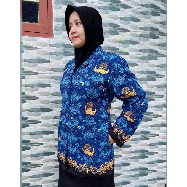 Batik korpri terbaru 2022 WANITA Bahan Katun Halus C40S / kemeja batik korpri cewek terbaru 2022 lengan panjang warna biru / baju batik korpri pria terbaru 2022 lengan panjang non furing korpri premium no 1
