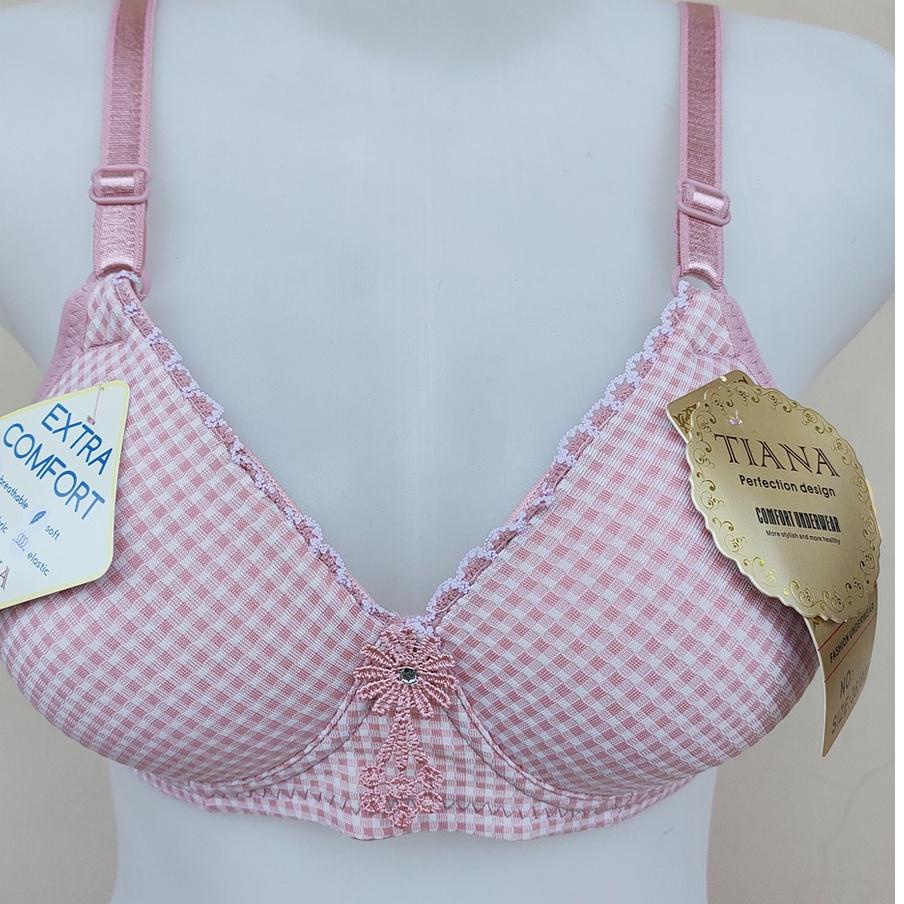 ☊ Bra Tiana ABG uk 34 - 40 / Dewasa Motif Kotak / BH Busa Tebal / BH Tanpa Kawat ☏