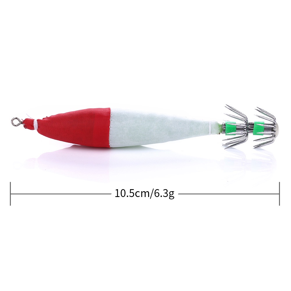 HENGJIA 30PCS Hard Fishing Lure 10.5cm/6.3g 6Color Squid High Carbon Steel Hook Octopus Glow in the dark Artificial Jigs Cuttlefish Shrimp Bait